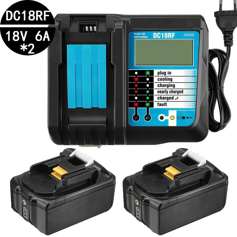 DC18RF充电器+BL1860电池*2适用于牧田Makita BL1860/40B工具电池