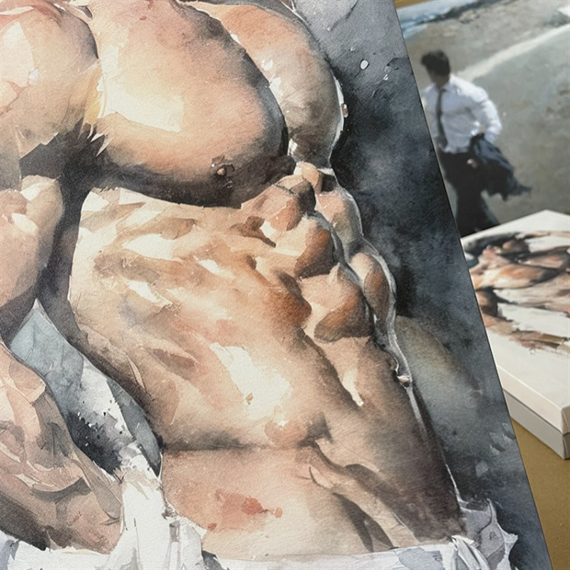 除衣肌肉男高清装饰画卧室挂画喷绘油画房间室内挂墙靠墙型男图片