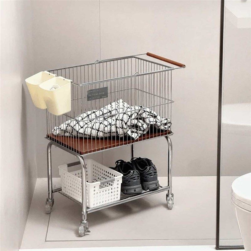 风浴室奢双层移动置ins收纳篮架筐值衣服衣轻脏大容量高颜物杂物