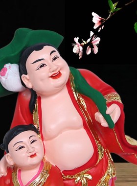 合二仙婚礼摆件福和二圣佛像树脂居家摆件新房卧室客厅结婚礼物