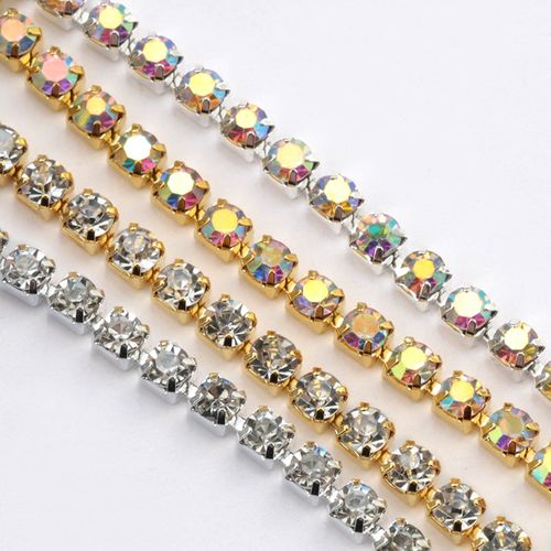 1Yard 10Yards/roll SS6-SS16 Glitter Crystal Rhinestone Chain