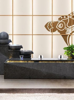 简约欧式落地流水喷泉摆件户外室内创意现代鱼池水景招财加湿器