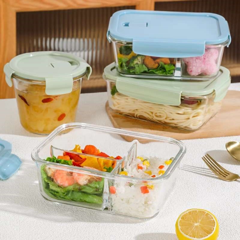 玻璃饭盒可微波炉专用上班族加热碗带饭餐盒带盖分隔型便当盒保鲜