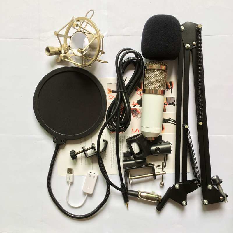 BM-800电脑直播网络K歌话筒套装 USB声NB-35防喷网金属麦克风套件