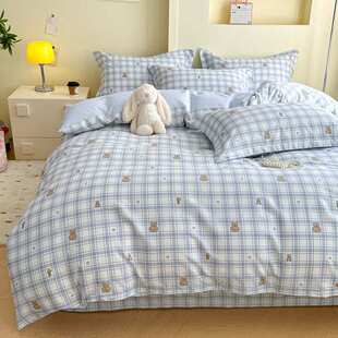 亲肤2025新款全棉印花四件套单双人印花小清新棉被套床笠四件套批