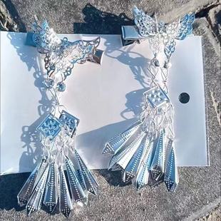 天官赐福周边衍生古风古装汉服银蝶发夹边夹对夹发饰蝴蝶苗银发夹