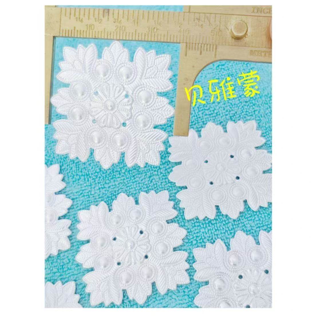 少数民族饰品 八瓣雏菊方花片彝族领花四方花片哑银4.1cm