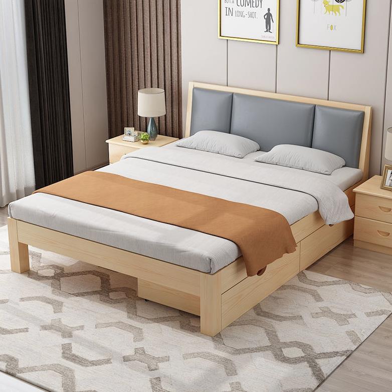 【折扣价】实木床现代简约1.8米双人床经济型1.5米出租房木床家用