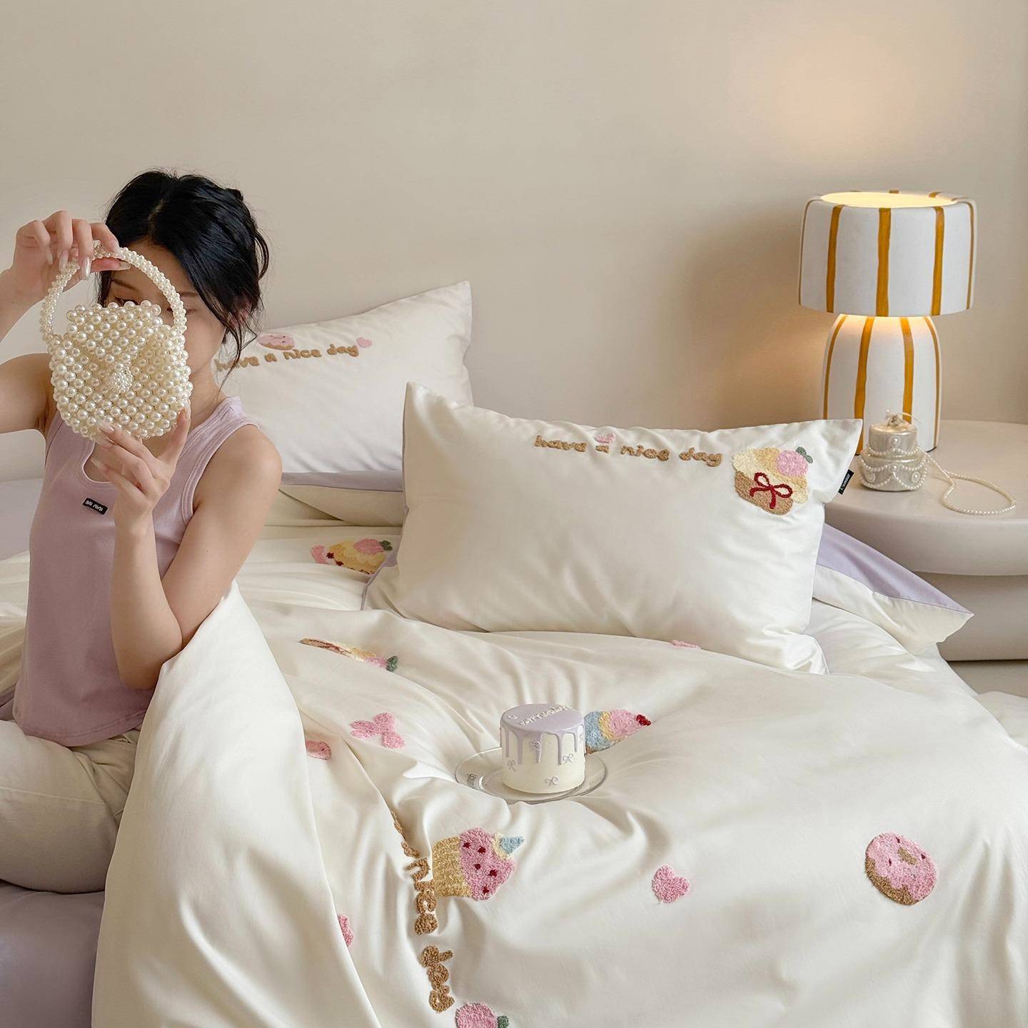 【折扣价】可爱不简单！100S长绒棉床上四件套加厚磨毛纯棉全棉床