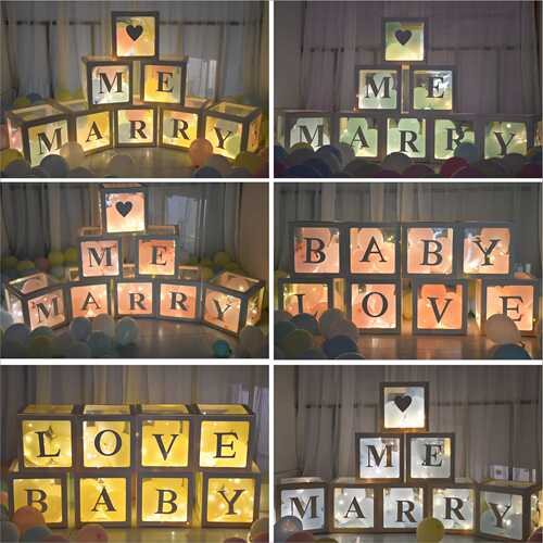 透明气球盒子 求婚布置表白love盒生日baby装饰marryme发光字