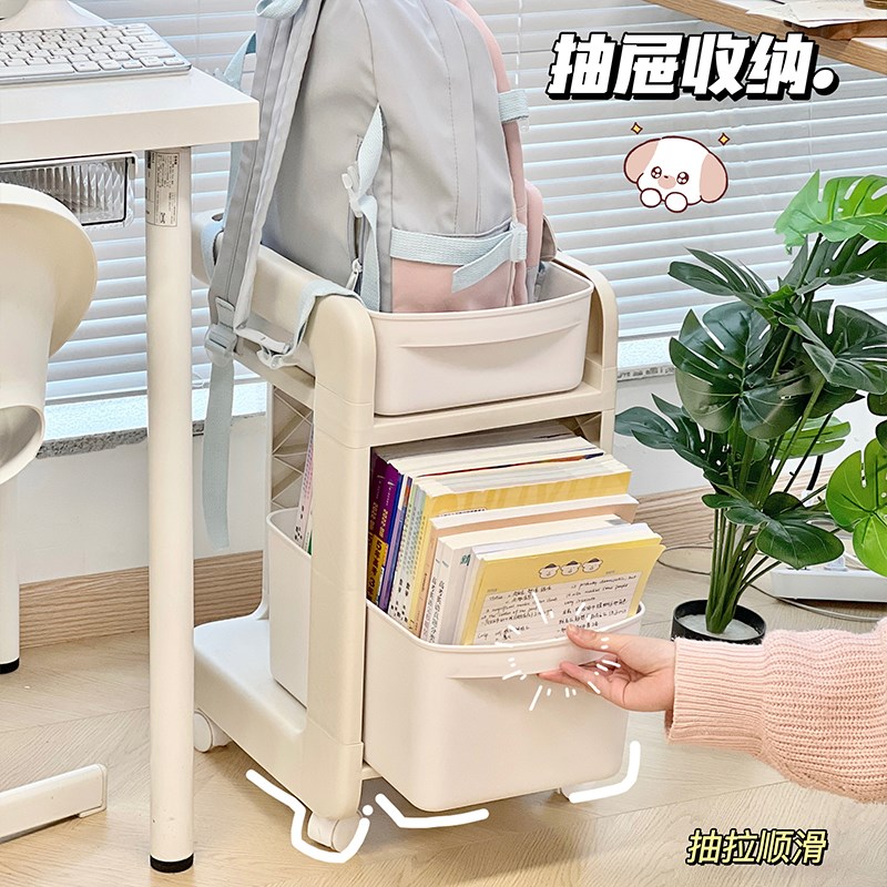 桌下书包推车置物架可移动推车y多层桌边办公室学生宿舍床头零食