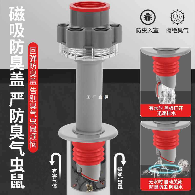 ?洗衣机下水管加高加长三通地漏接头排水道防臭塞防溢水三头