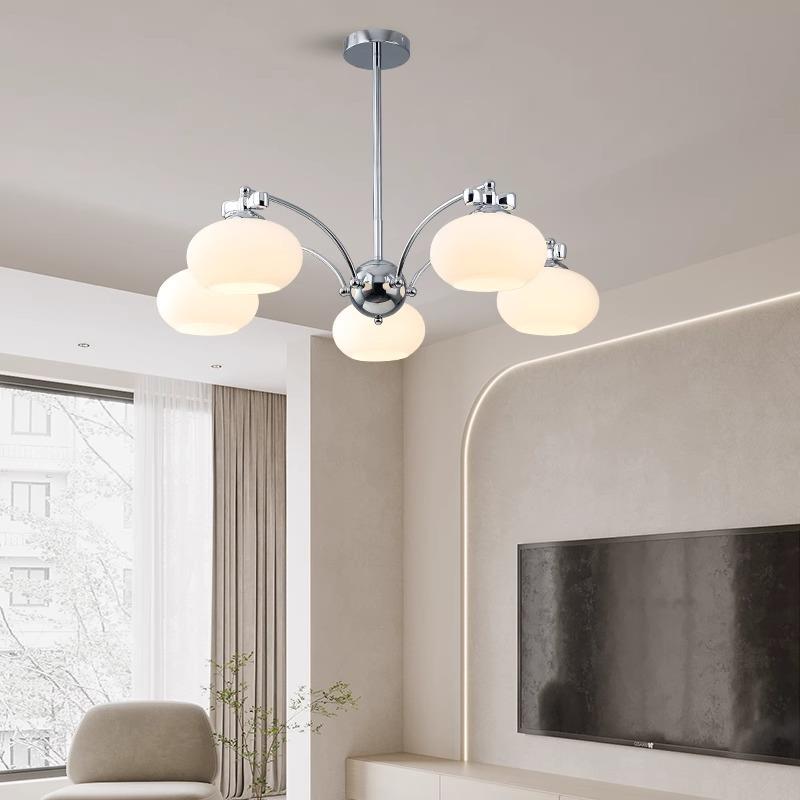 包豪斯柿子客厅吊灯复古奶油风卧室房间灯具法式中古创意餐厅吊灯