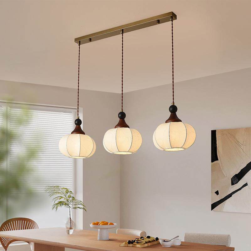 法式中古餐厅布艺吊灯复古花纹实木卧室美式风吧栗子民宿床头灯具