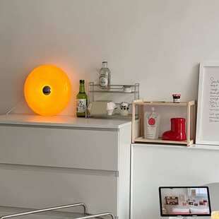 布利旺中古壁灯卧室氛围灯ins风网红橘色甜甜圈包豪斯触摸床头灯