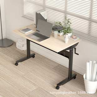 手摇升降办公桌手动升降桌腿家用学习书桌升降桌架子电脑桌工作台