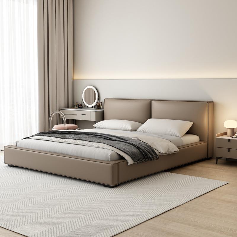 豆腐块床小户型轻奢意式极简真皮床现代简约双人床主卧婚床设计师