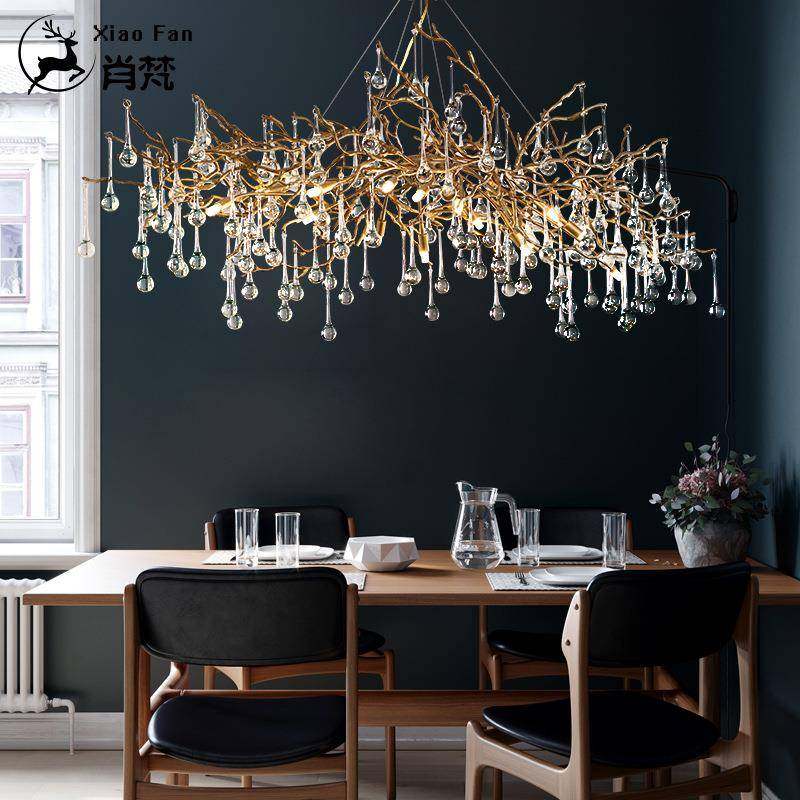 肖梵设计师轻奢全铜别墅客厅水晶吊灯创意个性树枝服装店餐厅灯具