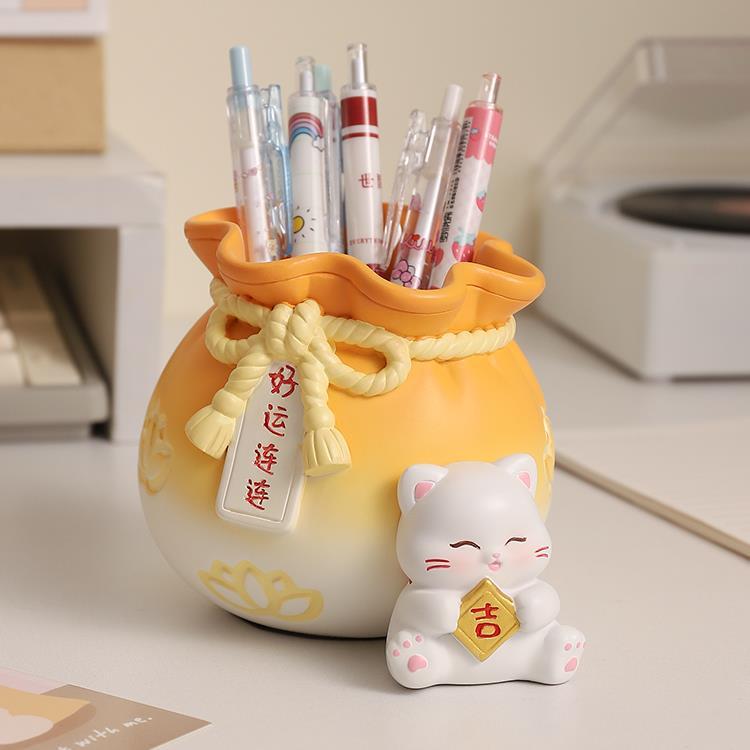 创意可爱猫笔筒摆件办公室工位桌面装饰情绪稳定生日礼物实用摆件