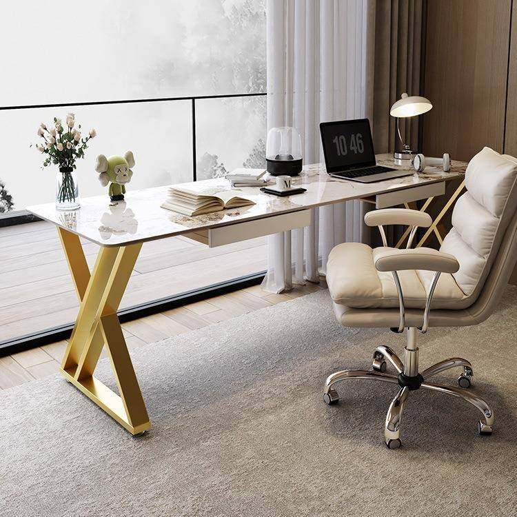 意式岩板长条桌靠墙窄书桌双人阳台窄条桌办公电脑桌床边工作台