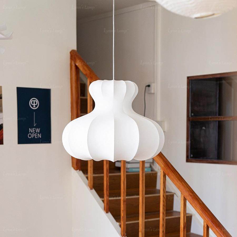 中古蚕丝布艺吊灯卧室书房设计师餐厅灯北欧复古简约奶油中山灯具