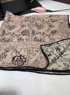 桑蚕丝羊毛【粉色花卉】60丝毛方巾双面时尚女士气质丝巾K623