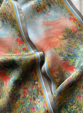 100%桑蚕丝【普罗旺斯的春天】145x16cm长飘带双层真丝丝巾G328