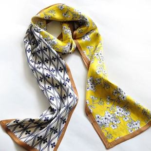 100%桑蚕丝 145x16cm长飘带双层真丝丝巾女G544 幽香初开