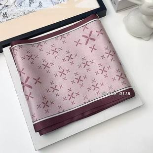 100%桑蚕丝 145x16cm长飘带双层真丝丝巾女G542 蔷薇粉