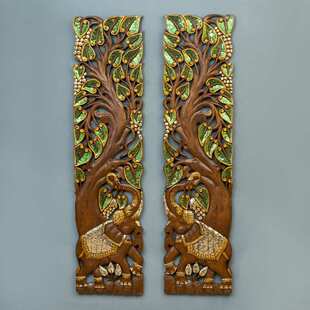 泰国柚木镂空雕刻手工贴片客厅走廊泰式 壁饰大象雕花板 spa馆软装