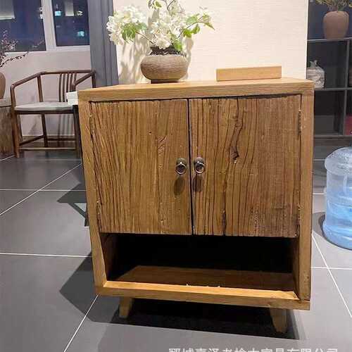 复古实木换鞋凳家用门口玄关鞋子收纳柜老榆木高颜值储物鞋柜鞋架