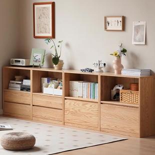 2I三两枝实木书柜置物储物柜橡木自由组合矮柜落地书架家用餐边柜