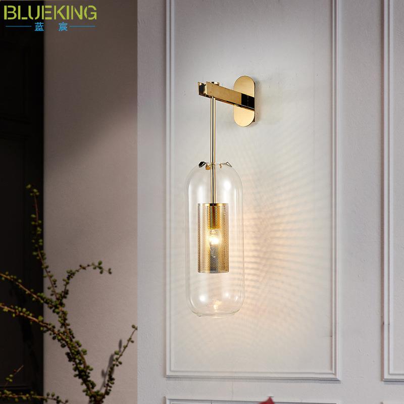 北欧现代轻奢玻璃壁灯创意客厅卧室床头灯网红镜前灯照明灯具灯饰