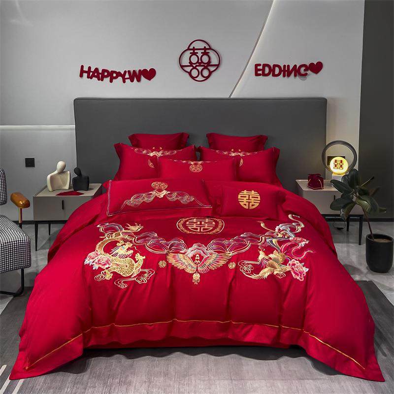 高档龙凤刺绣全棉结婚四件套大红色床单被套磨绒婚庆喜被床上用品,橡塑材料及制品,亚克力管/有机玻璃管,淘宝优惠券,粉丝福利购,淘宝优惠卷