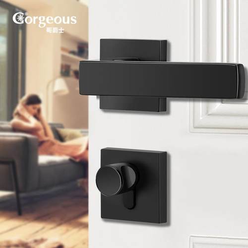 高档不锈钢锁体静音室内卧室门锁美式酒店木门锁纯铜锁芯房门把手