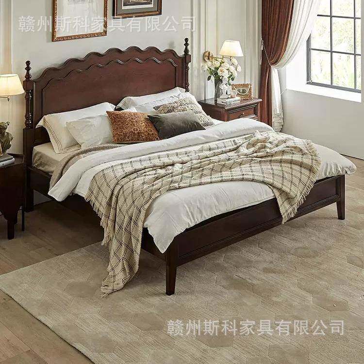 美式实木床艾米床法式雕花床屏主卧双人大床轻复古简约婚床