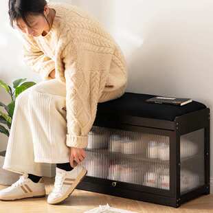 门口入户换鞋凳家用玄关鞋柜多功能收纳带门防尘鞋架凳子一体简易