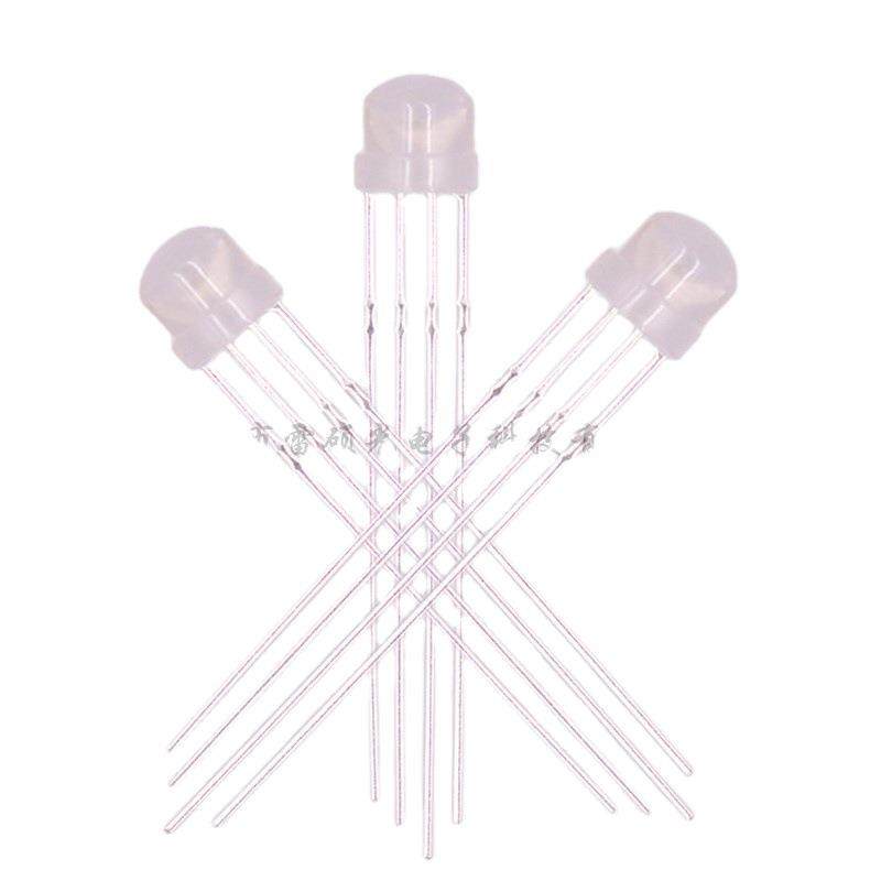 5mm全彩灯珠共阳草帽圆头直插四脚高亮雾状f5红绿蓝三色led灯珠