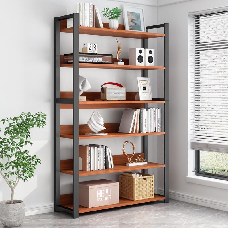 书架落地简约现代钢木多层储物架客厅铁艺展示货架书柜架子置物架
