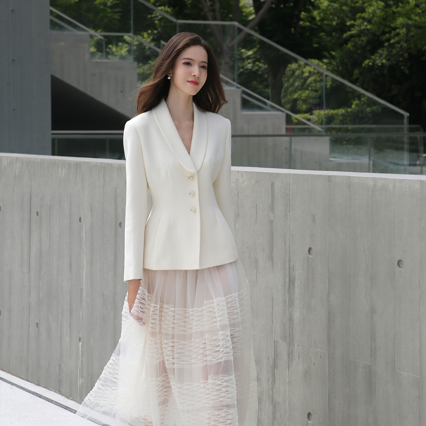 疏时 月光谧白  桑蚕丝青果领外套