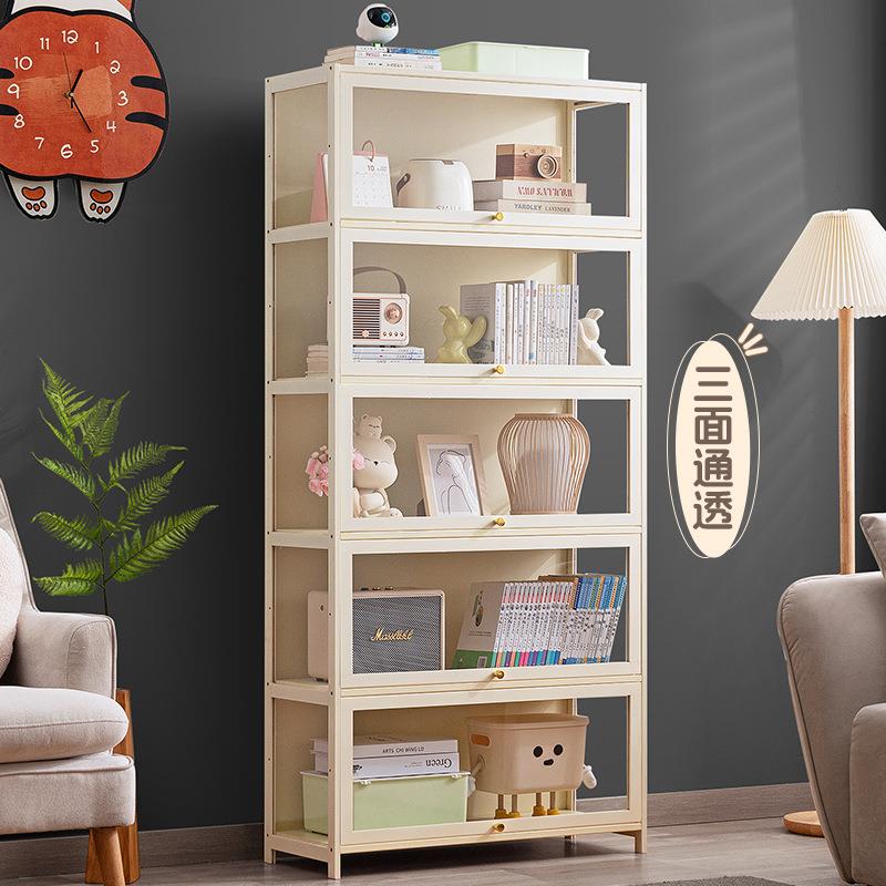 书架书柜置物架带柜门储物柜一体格子柜展示柜落地多层客厅置物柜