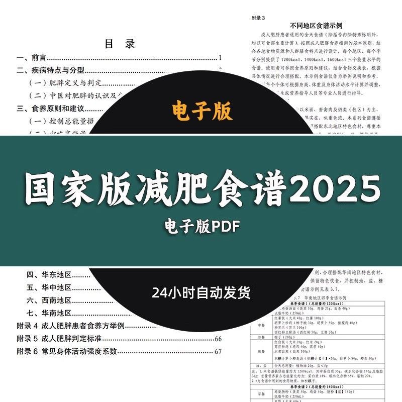 减肥食谱2025电子版打印pdf一日三餐减脂健康食养指南
