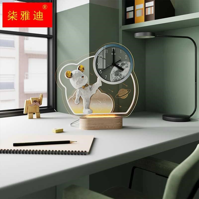 钟表摆放式创意时尚桌面时钟表摆台式静音装饰座钟现代简约摆件钟