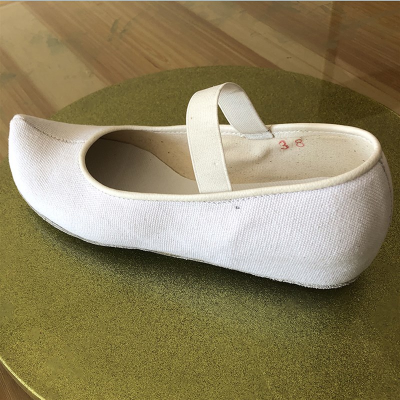 朝鲜族内增高舞蹈鞋钩鞋仿皮面黑白帆布面练功表演松紧带精心制作