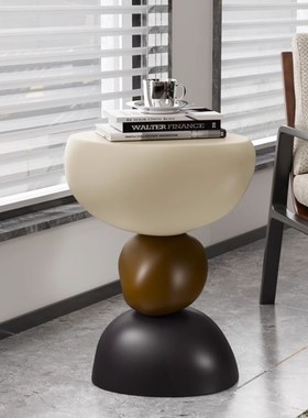 石来运转创意轻奢客厅艺术边几摆件样板间侘寂风沙发旁边角几茶几