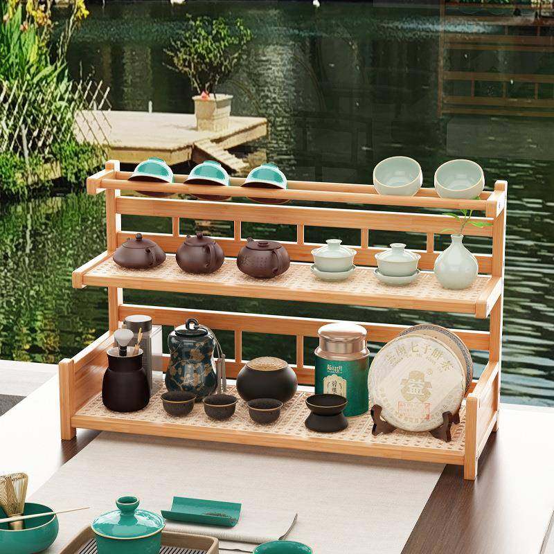 茶杯架桌面实木博古架藤编茶具置物架现代简约收纳摆放展示架储物,鲜花速递/花卉仿真/绿植园艺,割草机/草坪机,淘宝优惠券,粉丝福利购,淘宝优惠卷