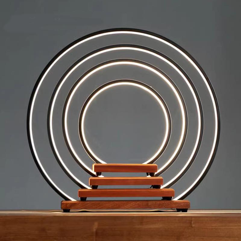 家居摆件LED灯圈实木底座软装玄关室内装饰倒流香莲心炉