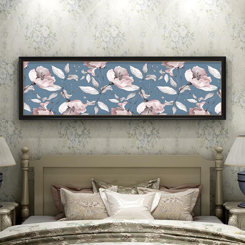 美式乡村田园房间床头装饰画简美花鸟卧室挂画横版欧式壁画温馨图片