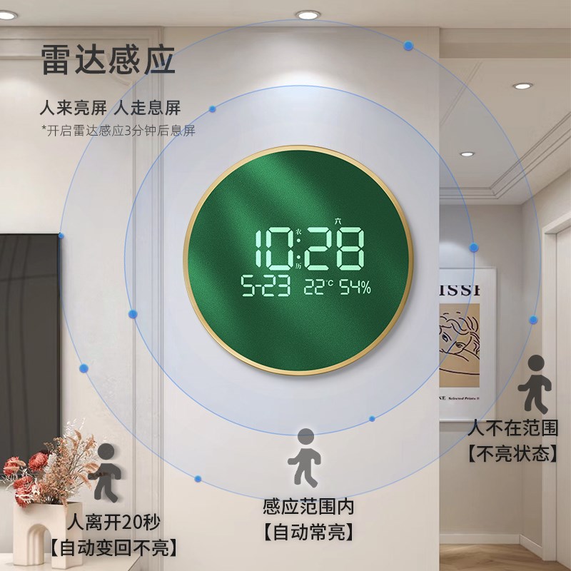 2025新款挂钟客厅家用中古风格钟表电子时钟静音现代挂墙装饰轻奢