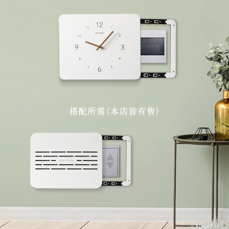 电表箱装饰画带钟表简约挂钟挂画电F闸配电箱遮挡时钟免打孔遮丑图片